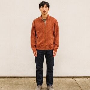 Kardo Mack Schiffli Eyelet Track Jacket Mens Large Tan Cotton Full Zip Boho